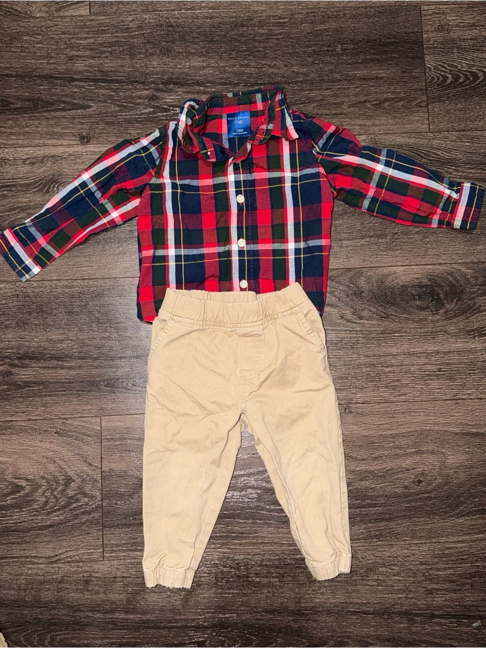 Falls Creek Plaid Shirt Khaki Pants Fall Outfit Boys 18 Months